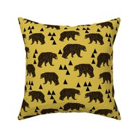 geometric bear // mustard trendy gender neutral camping woodland geo bear with triangles for cool hipster kids clothes