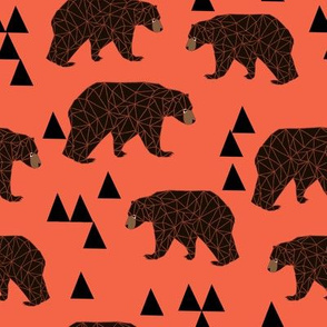 geometric bear // coral geo bear with triangles 