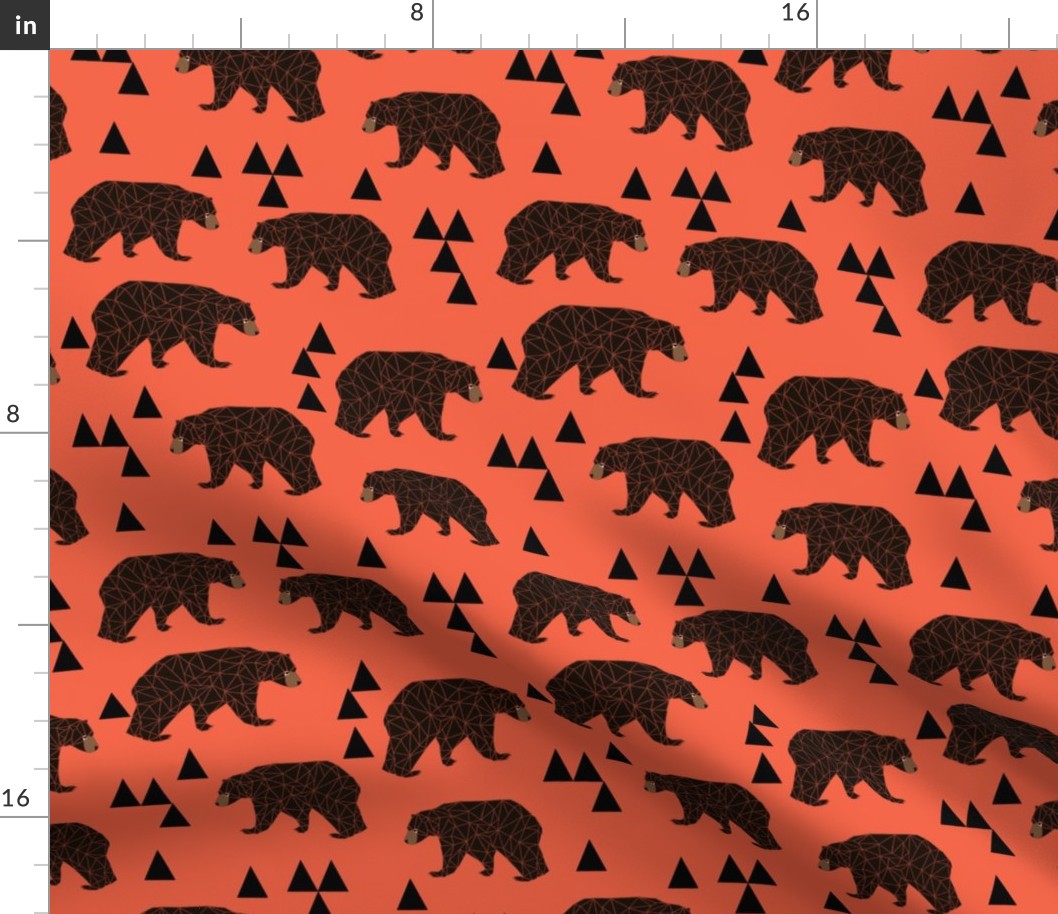 geometric bear // coral geo bear with triangles 