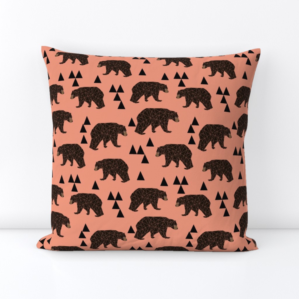 geometric bear // tea rose light coral girly bear print