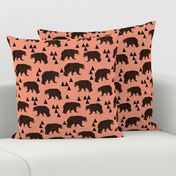 geometric bear // tea rose light coral girly bear print