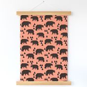 geometric bear // tea rose light coral girly bear print