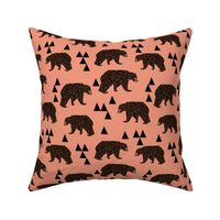 geometric bear // tea rose light coral girly bear print