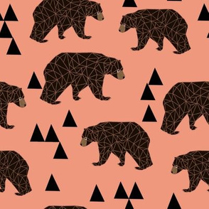 geometric bear // tea rose light coral girly bear print