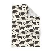 geo bear fabric // cream geo trendy hipster bear woodland kids nursery baby design