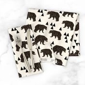 geo bear fabric // cream geo trendy hipster bear woodland kids nursery baby design