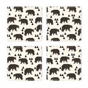 geo bear fabric // cream geo trendy hipster bear woodland kids nursery baby design