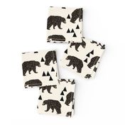 geo bear fabric // cream geo trendy hipster bear woodland kids nursery baby design