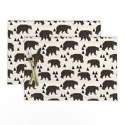 geo bear fabric // cream geo trendy hipster bear woodland kids nursery baby design