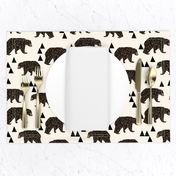 geo bear fabric // cream geo trendy hipster bear woodland kids nursery baby design