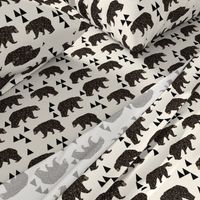 geo bear fabric // cream geo trendy hipster bear woodland kids nursery baby design