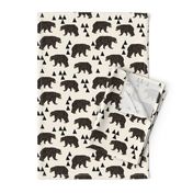 geo bear fabric // cream geo trendy hipster bear woodland kids nursery baby design