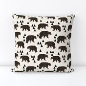 geo bear fabric // cream geo trendy hipster bear woodland kids nursery baby design