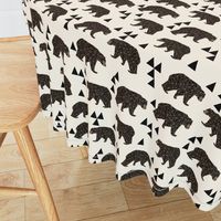 geo bear fabric // cream geo trendy hipster bear woodland kids nursery baby design