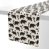 geo bear fabric // cream geo trendy hipster bear woodland kids nursery baby design