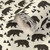 geo bear fabric // cream geo trendy hipster bear woodland kids nursery baby design