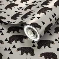 geo bear fabric // cream geo trendy hipster bear woodland kids nursery baby design