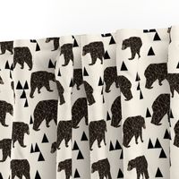 geo bear fabric // cream geo trendy hipster bear woodland kids nursery baby design