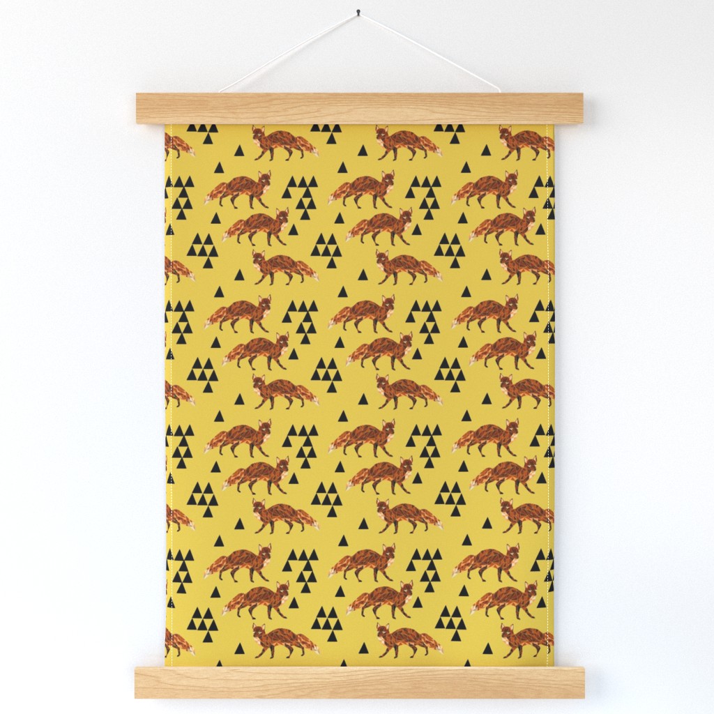 fox // geometric fox geo mustard triangles kids nursery baby woodland fox quilt fox bedding