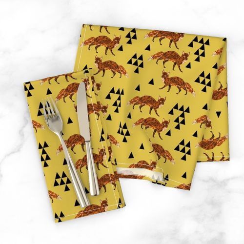 fox // geometric fox geo mustard triangles kids nursery baby woodland fox quilt fox bedding