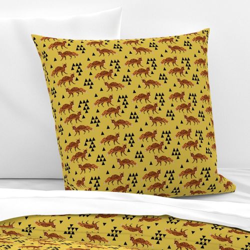 fox // geometric fox geo mustard triangles kids nursery baby woodland fox quilt fox bedding