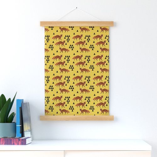 fox // geometric fox geo mustard triangles kids nursery baby woodland fox quilt fox bedding