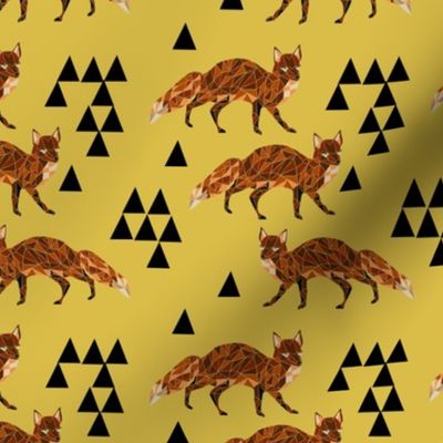 fox // geometric fox geo mustard triangles kids nursery baby woodland fox quilt fox bedding