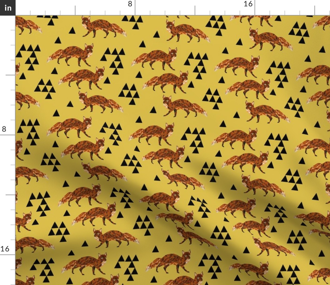 fox // geometric fox geo mustard triangles kids nursery baby woodland fox quilt fox bedding