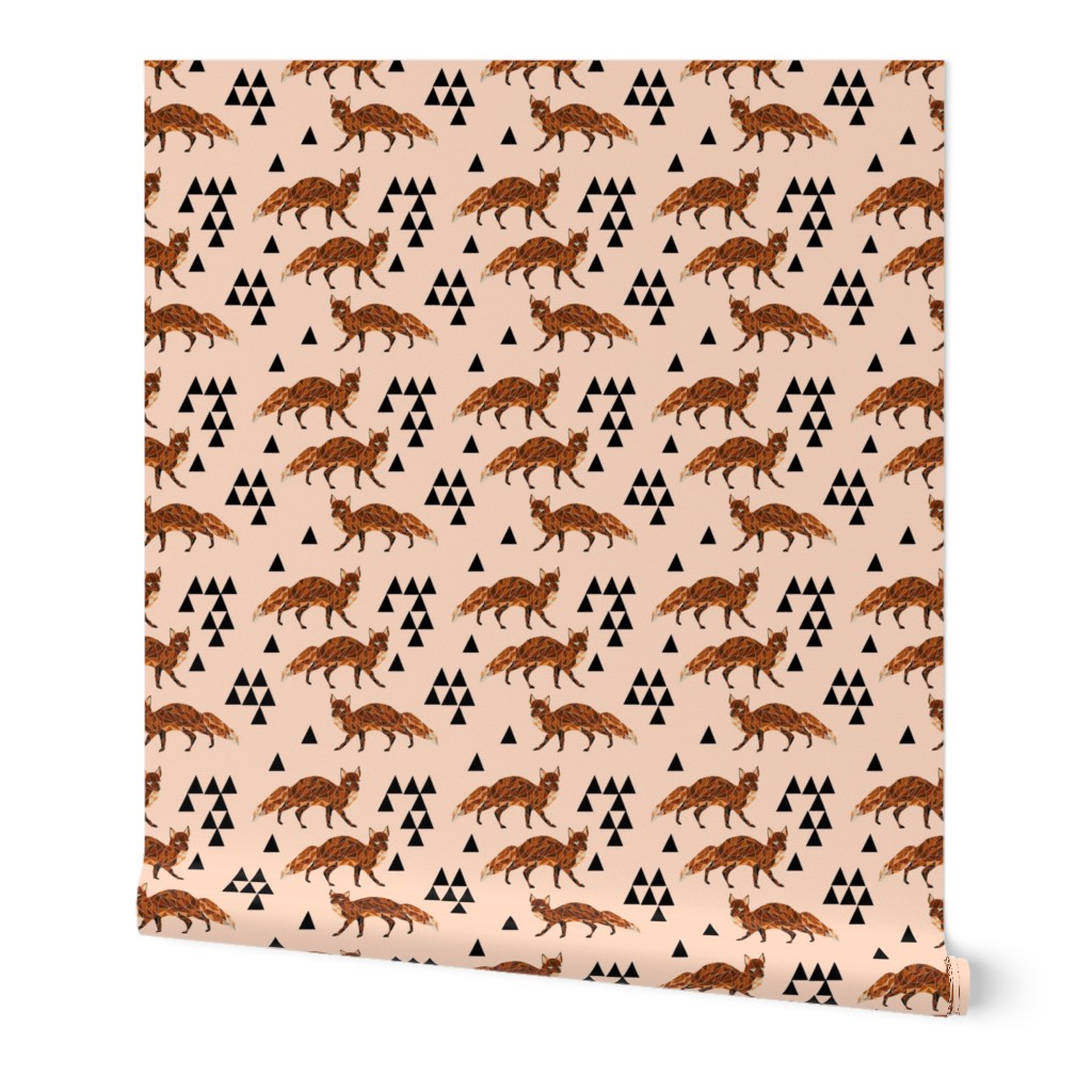 fox // blush nursery kids triangle baby fox woodland geo fox 