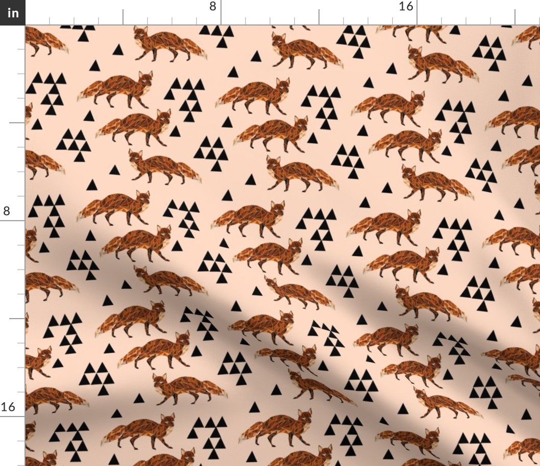 fox // blush nursery kids triangle baby fox woodland geo fox 