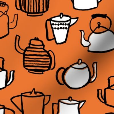 Teapots - Orange/White/Black by Andrea Lauren