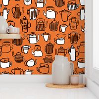 Teapots - Orange/White/Black by Andrea Lauren