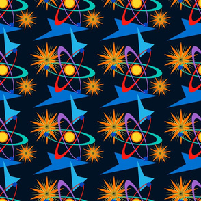 Space Age Retro Multicolored on Navy