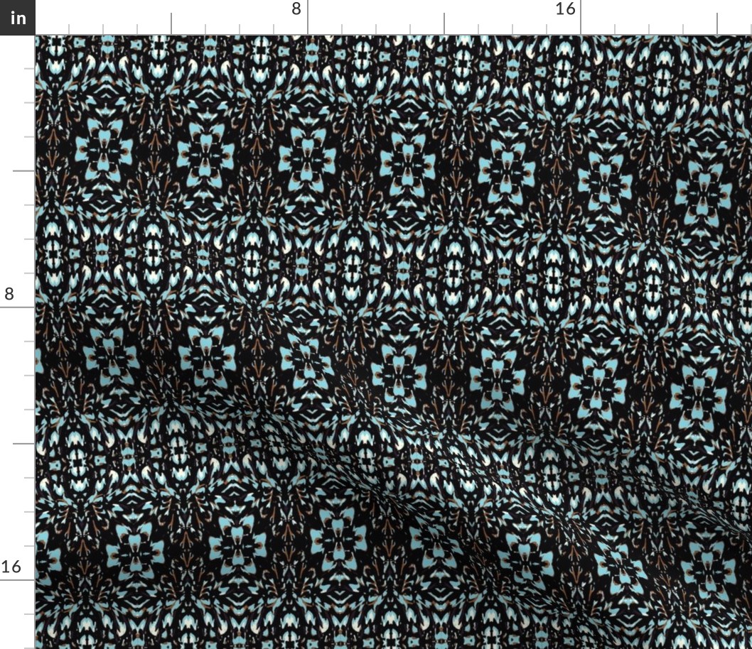 floral brown and blue flower motif