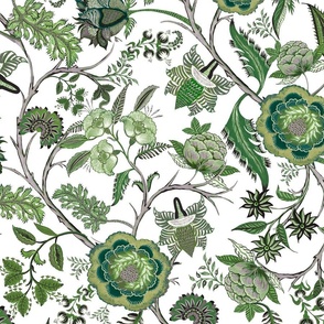 Chintz greens black and white-muted colors V1