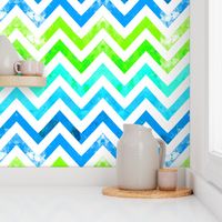 watercolor chevron blues greens