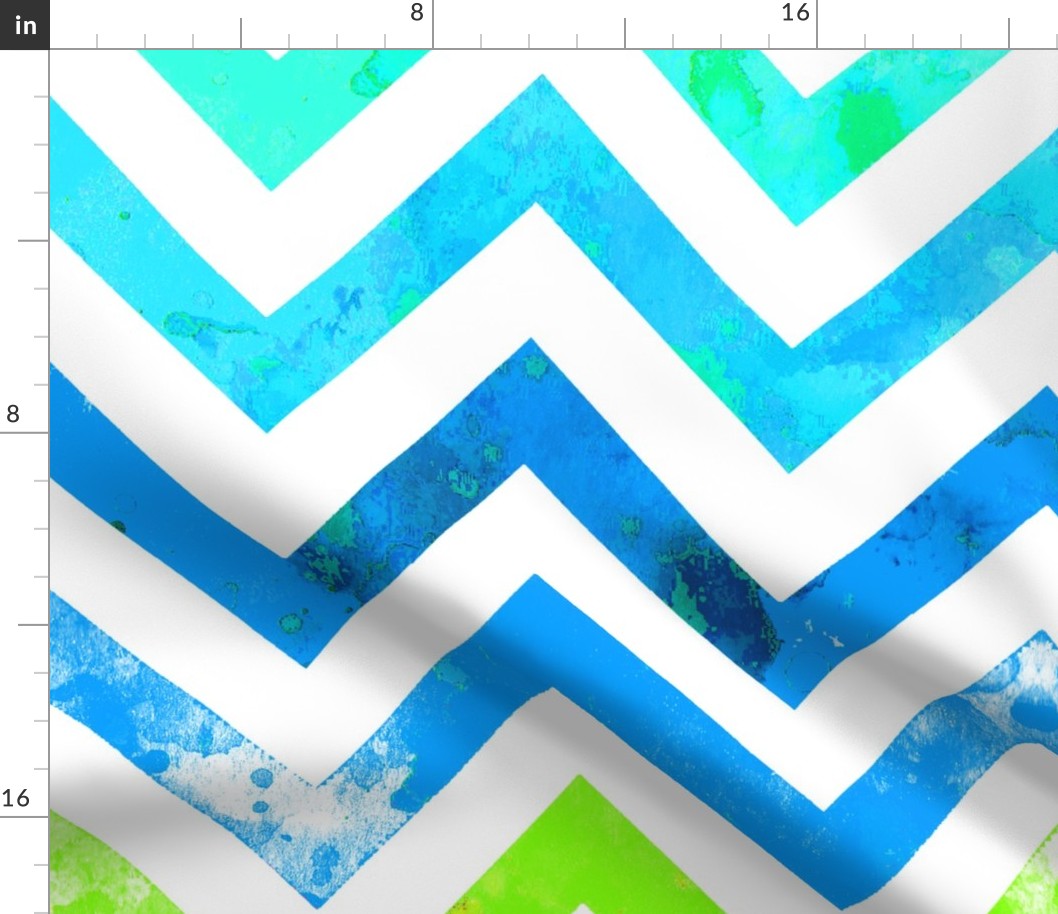 watercolor chevron blues greens