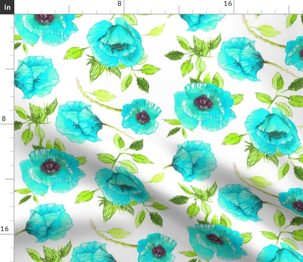 Aqua poppies