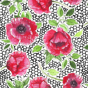 Red poppies on honeycomb