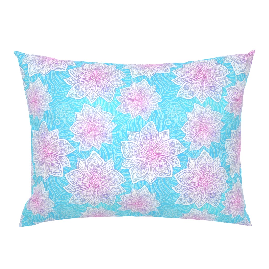 Blue and pink lacy flowers