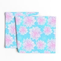 Blue and pink lacy flowers