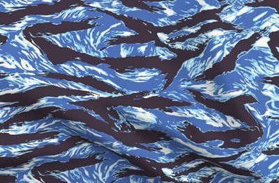 Lady Tigerstripe Camo - Blue Colorway - Spoonflower