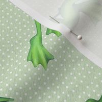 Froggy Love white dots on green