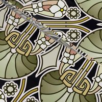 Art Deco abstract, mellow green