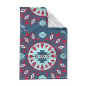 Navajo Arrows -- Denim background w. lt aqua