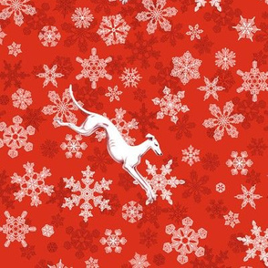 Red Snowflakes / White Greyhounds ©2013 by Jane Walker