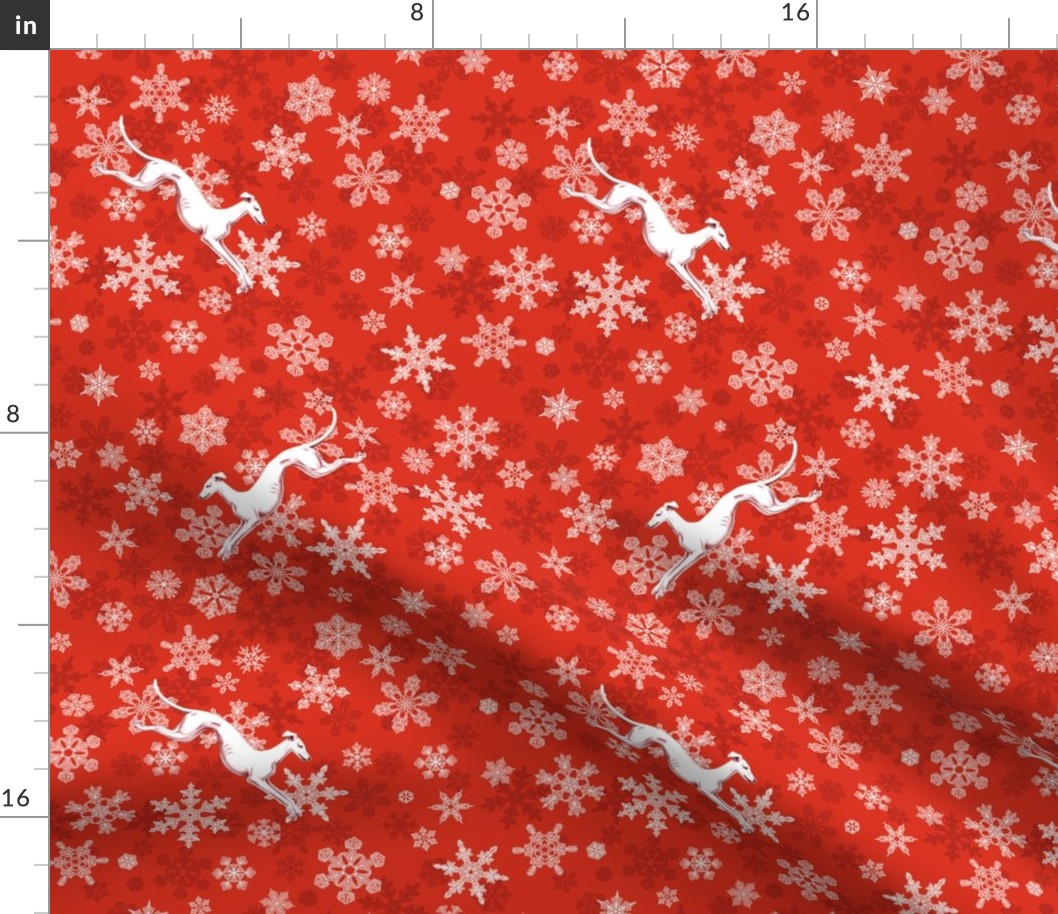 Red Snowflakes / White Greyhounds ©2013 by Jane Walker