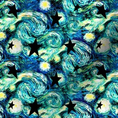 Van Gogh's Starry Night with Black Stars