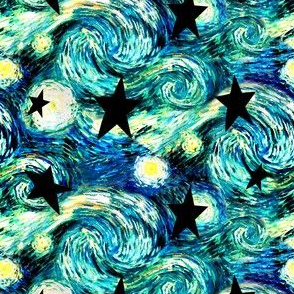 Van Gogh's Starry Night with Black Stars