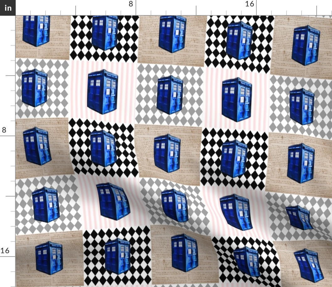 Police Box Cheater Quilt Blocks